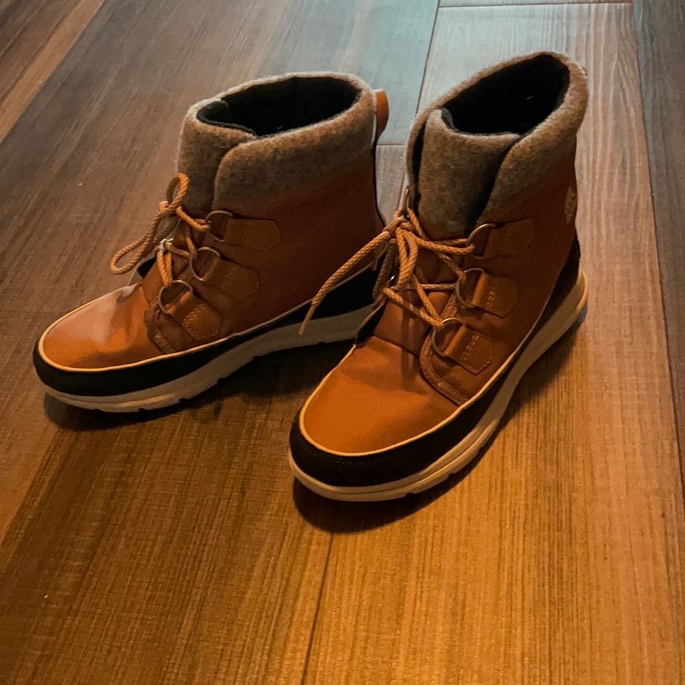 Sorrel brown and grey boots